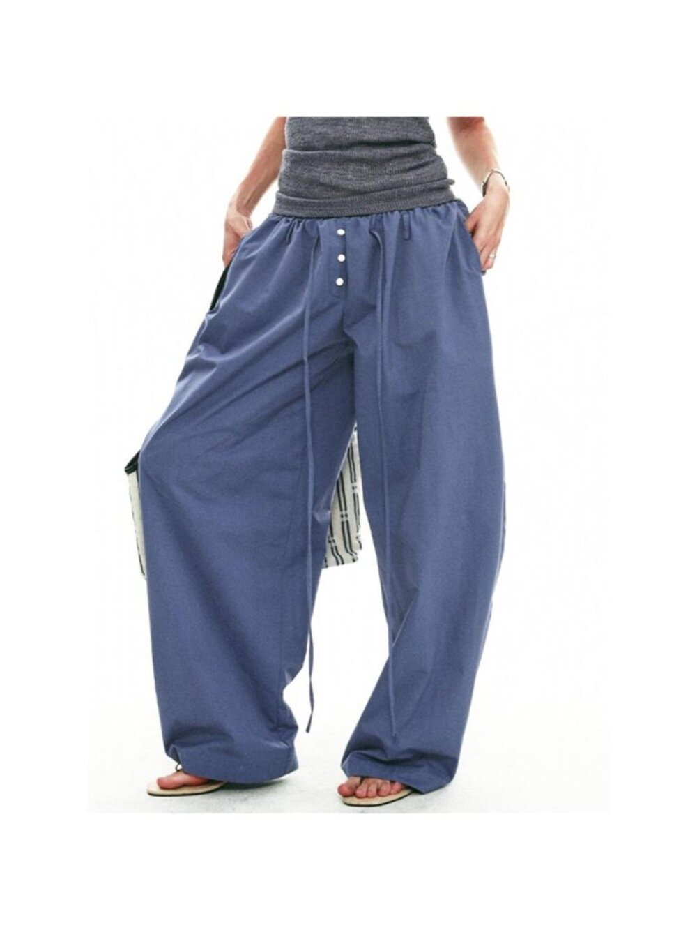 Drawstring Wide-Leg Pants - Picture 3 of 13